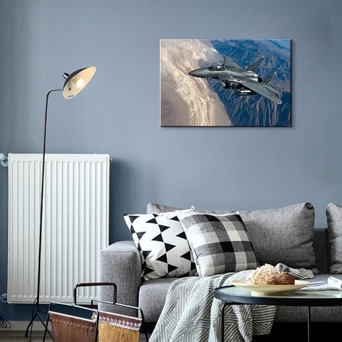 Mistyefly Airplane Wall Art Aviation Wall Art F-15e Strike Eagle Wall Decor Airplane Canvas Art Military Poster Fighter Jet Art Aviation Poster Aircraft Artwork for Bedroom Decor (12''Hx18''W)
