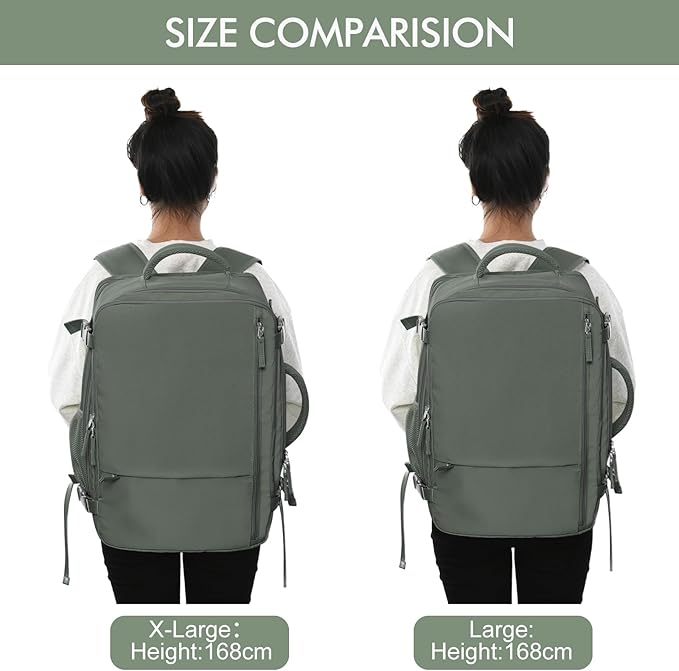 Beraliy Travel Backpack for Men Women, Carry On Backpack, 16 Inch Laptop Backpack, Waterproof Hiking Backpack, Casual Outdoor Daypack College Bag, Olive-green