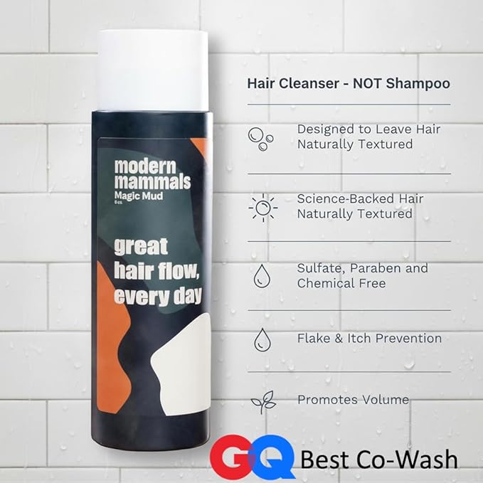Modern Mammals Men's Shampoo Alternative I Sulfate Free CoWash I Enhances Natural Hair Volume I Lather Free, Cleansing, Hydrating, Replaces Conditioner, 2 in 1, I Barber Recommended I 8oz bottle