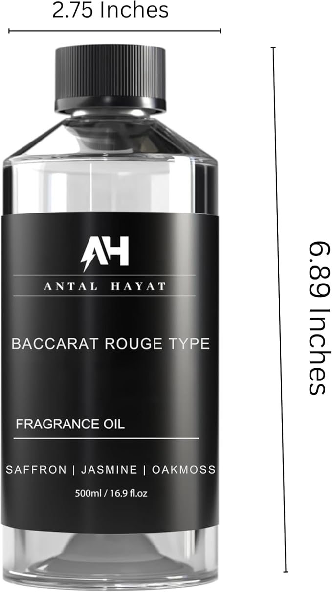Baccarat Rouge 540 Diffuser Oil 500mL - Home Luxury Scents Refill - Antal Hayat Diffuser Oil - Luxury Hotel Inspired Aromatherapy - Baccarat Rouge Fragrance for Home - Inspired by Baccarat Perfume