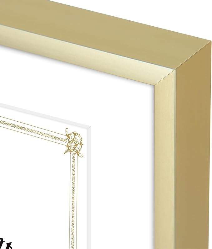 Golden State Art 14x11 Picture Frame 3 Pack - Aluminum Frames with 8.5x11 Removable Mats & Real Glass, Display 11x14 Photos or 8.5x11 Certificates - Gold Gallery Wall Frames for Home Office Decor
