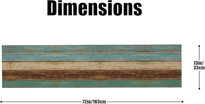 Wood Print Table Runner Seasonal Kitchen Dining Linen Table Decoration for Indoor Outdoor Home Party Dinner 13x72 Inch