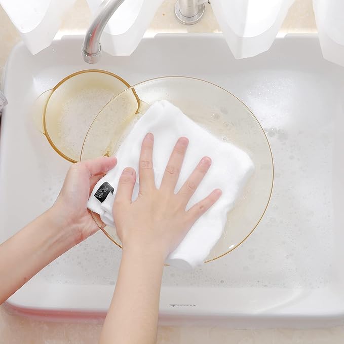 Homaxy 100% Cotton Waffle Weave Kitchen Dish Cloths, Ultra Soft Absorbent Quick Drying Dish Towels, 12 x 12 Inches, 12-Pack, White