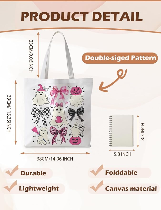 Halloween Tote Bag, Halloween Gifts for Women, Horror Tote Bag, Reusable Grocery Bags Shopping Bags