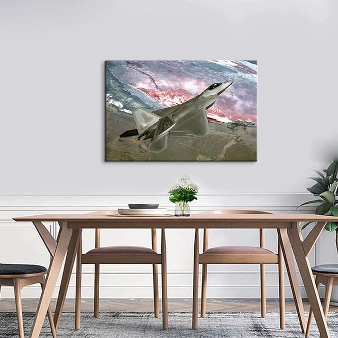Mistyefly Airplane Decor F-22 Raptor Fighter Jets Poster Aviation Wall Art Plane for Boys Room Military Bedroom (28''Hx40''W) Art-16