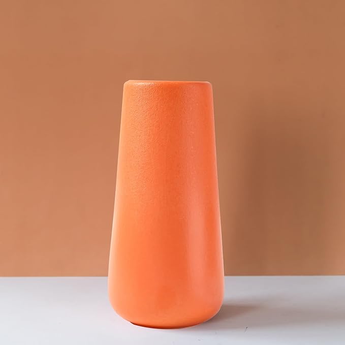 Orange Ceramic Vase, 7.7" H, Minimalist Modern Home Decoration, Matte Design for Fireplace Bedroom Kitchen Living Room Centerpieces Office Desk, Fit for Holding Dried Flowers, Fresh Flowers