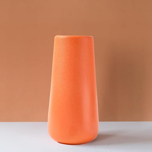 Orange Ceramic Vase, 7.7" H, Minimalist Modern Home Decoration, Matte Design for Fireplace Bedroom Kitchen Living Room Centerpieces Office Desk, Fit for Holding Dried Flowers, Fresh Flowers