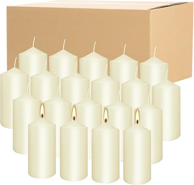 2"x4" High Ivory Pillar Candles, Set of 20, Unscented. Bulk Buy. Ideal for Wedding, Emergency Lanterns, Spa, Aromatherapy, Party