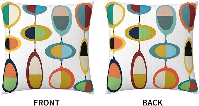 Mid Century Modern Square Pillow Case Throw Pillow Covers Decorative Pillowcase Cushion Cover with Car Couch Sofa Chair Bed Living Room 18x18 Inch