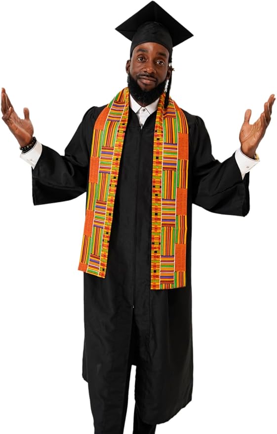 Dupsie's 1pc Kente African Print Graduation Stole, Made in Africa Black History, Festivals, Cultural, HBCU, Graduate, Schools