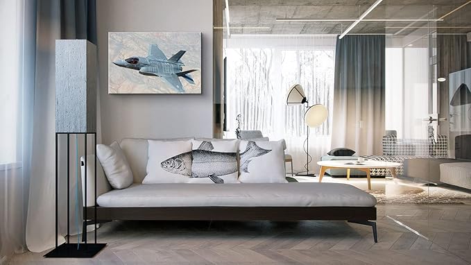 Aviation Decor F-35 Lightning II Fighter Airplane Wall Art Jet Poster Airplane Wall Decor Airplane Painting Airplane Pictures Wall Art Aviation Art Military Wall Art for Boys Room Decor (12''Hx18''W)