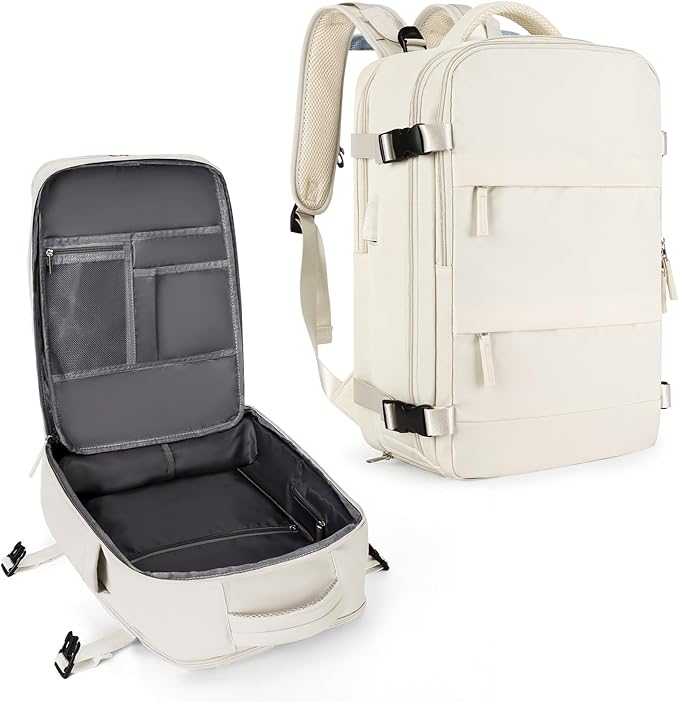 coowoz Travel Backpack For Women Men,Carry On Backpack,Hiking Backpacks Waterproof Outdoor Sports Rucksack Casual Daypack travel essentials（Off White）