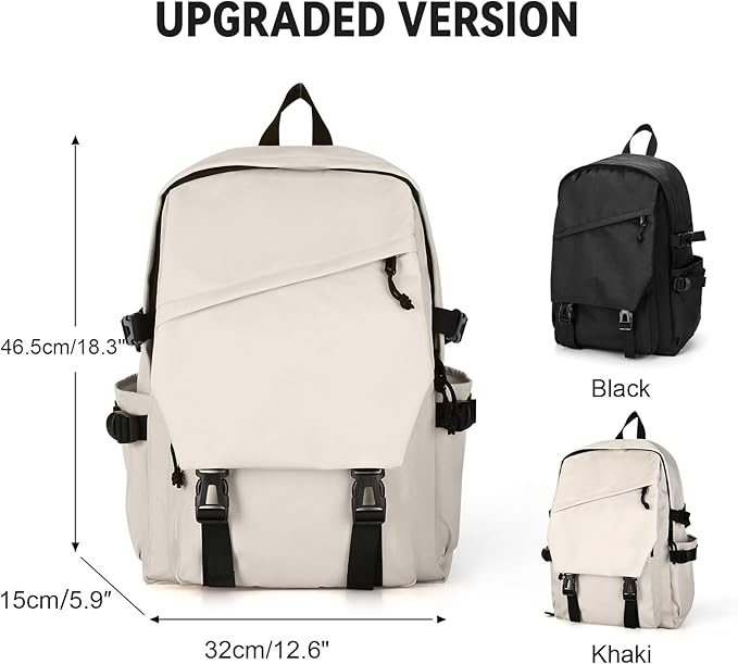 Casual Daypack Large upgraded version College Laptop Backpack for Men Women Water Resistant Lightweight School Bag Travel Rucksack for Sports High School Middle Bookbag for girls Size L(Khaki)