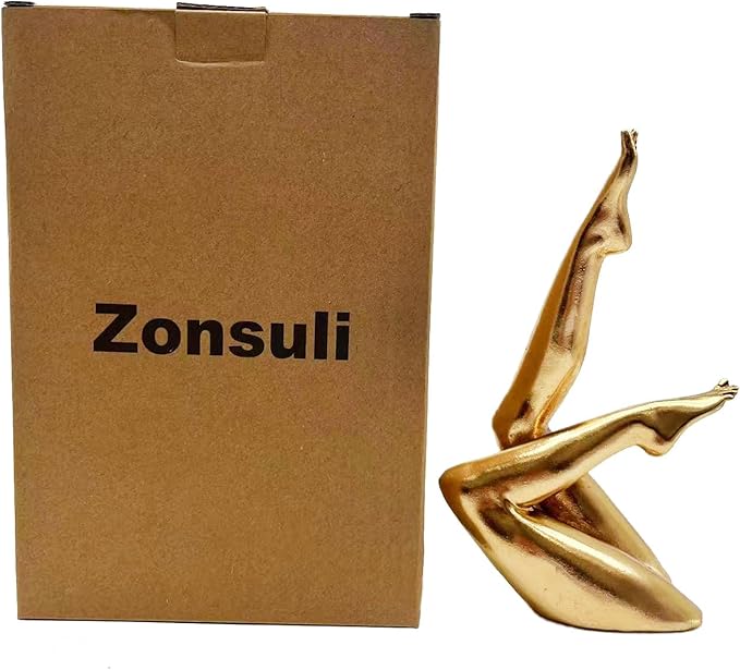 Golden Legs Sculpture Elegant Resin Home Decor Legs Statues Versatile Indoor/Outdoor Ornament, Bedroom, Office Desktop, Cabinets, Perfect (Bent Leg)