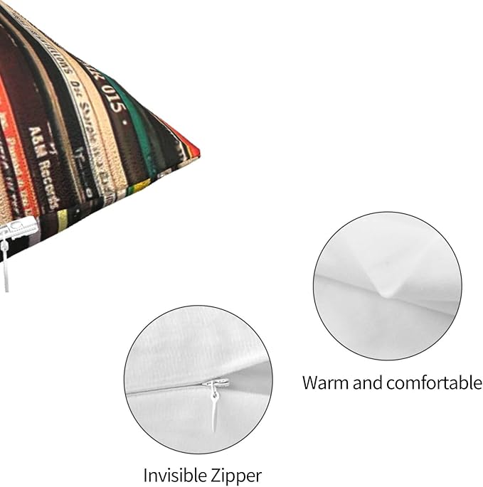 Classic Alternative Rock Records Square Pillow Case Throw Pillow Covers Decorative Pillowcase Cushion Cover with Car Couch Sofa Chair Bed Living Room 18x18 Inch