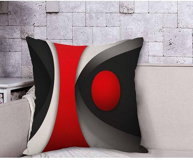 AOYEGO Geometric Black White Oval Circle Throw Pillow Cover Shape Overlap Round Geometric Creative Simple Ellipse Pillow Case 18x18 Inch Decorative Men Women Room Cushion Cover for Home Couch