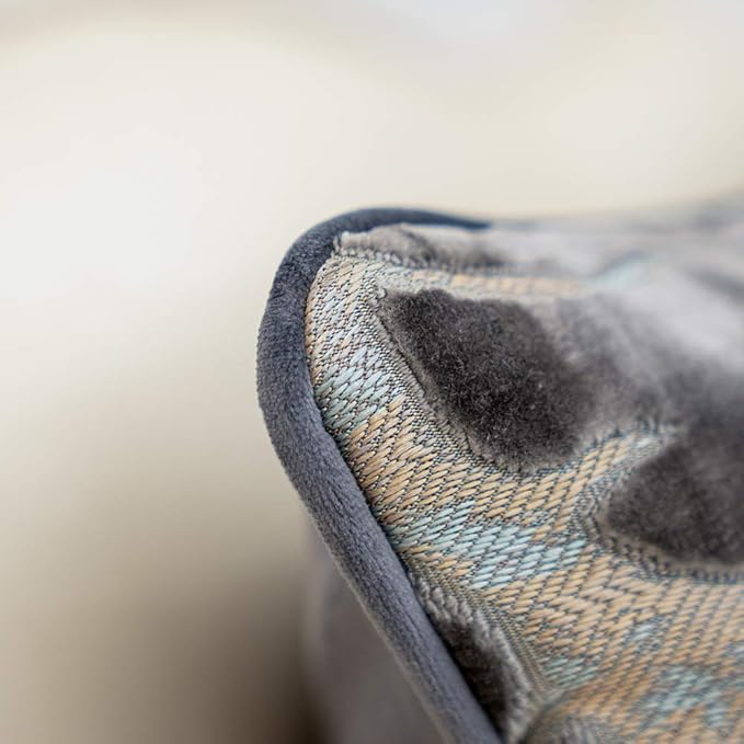 Alerfa 18 x 18 Inch Square Leaf Pillow Embroidery Cut Velvet Cushion Case Luxury Modern Lumbar Throw Pillow Cover Decorative Pillow for Couch Sofa Living Room Bedroom Car, Gray Silver