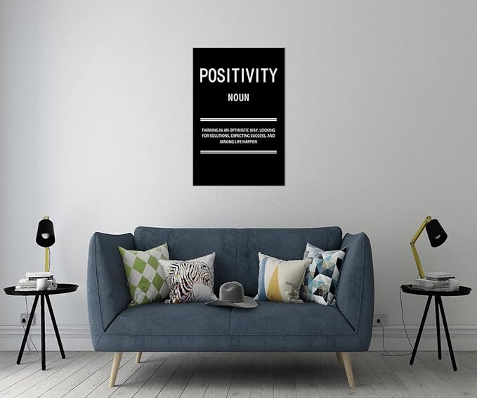 Positivity Noun Inspirational Quotes Wall Art Motivational Canvas Painting Poster Prints Wall Pictures for Living Room Home Decor Office Framed Ready to Hang [24''W x 36''H]
