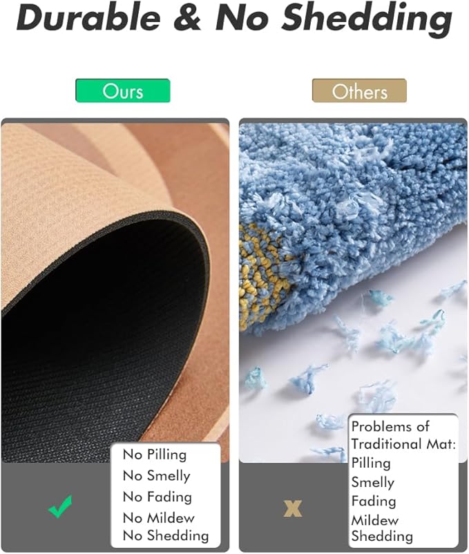 MontVoo Bath Mat - Non Slip, Quick Dry, Stain Resistant Bath Mat Rug for Bathroom Floor - Easy Care Shower Rug for Outside Bathtub - 17"x27" Brown