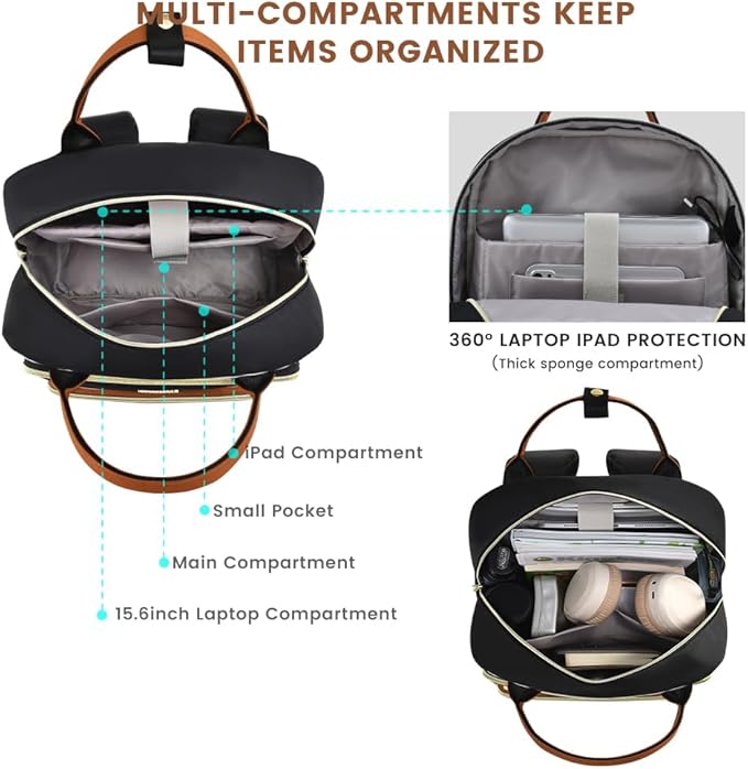 LOVEVOOK Laptop Backpack for Women, Water Resistant Travel Work Backpacks Purse Stylish College Business Teacher Nurse Computer Bag