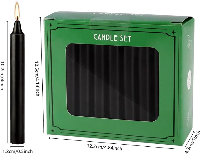 Set of 40 Black Spell & Chime – Premium Mini Taper Candles for Rituals, Prayer, Birthdays, Meditation, Altar - 4 Inch Tall, Unscented