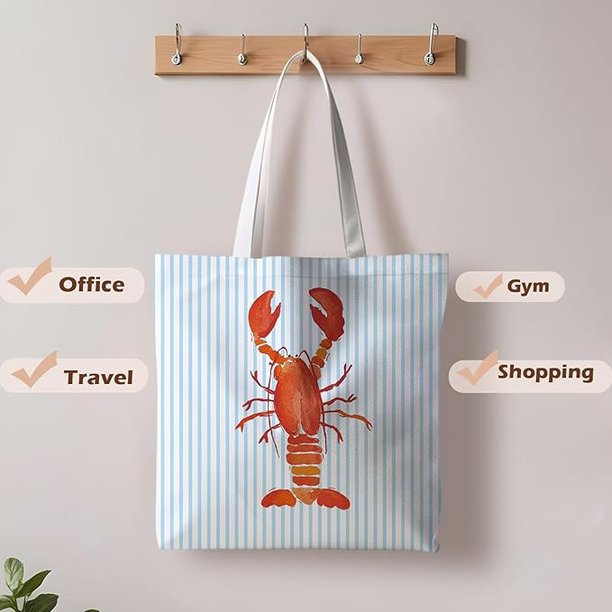 Beach Crab Tote Bag, Summer CrabsTote Bag for Women, Summer Crab Reusable Grocery Bags Shopping Bags