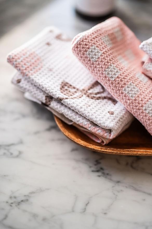 || 3 Pack|| Not Your Ordinary Dish Towels || Waffle Weave Microfiber || Tea Towels || Highly Absorbent || Hanging Loop || Dish Cloths || Modern || Designer Prints (Easter Bows)