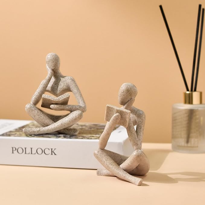 Reading Women Statue, Thinker Sculptures, Abstract Art Ornament, Modern Aesthetic Figurine Decoration, Suitable for Home Living Room Bedroom Office Shelf Table Desk Bookshelf Decor