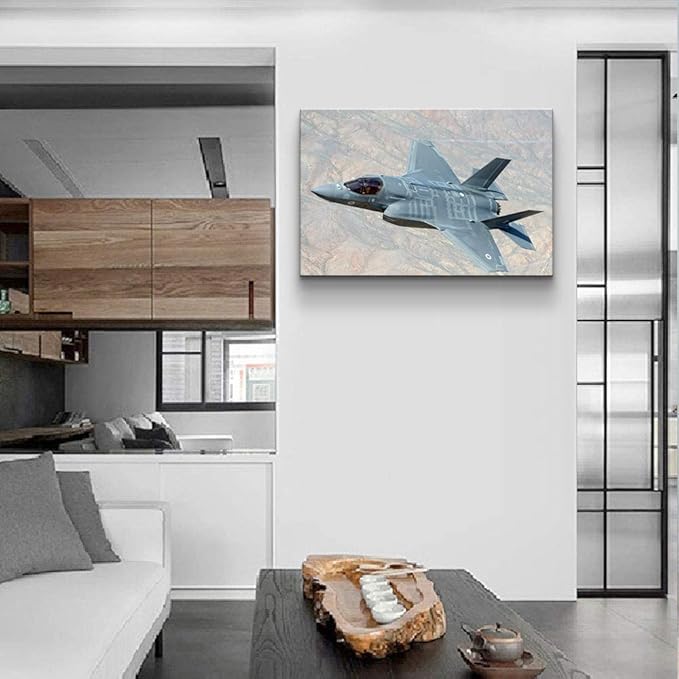 Aviation Decor F-35 Lightning II Fighter Airplane Wall Art Jet Poster Airplane Wall Decor Airplane Painting Airplane Pictures Wall Art Aviation Art Military Wall Art for Boys Room Decor (12''Hx18''W)