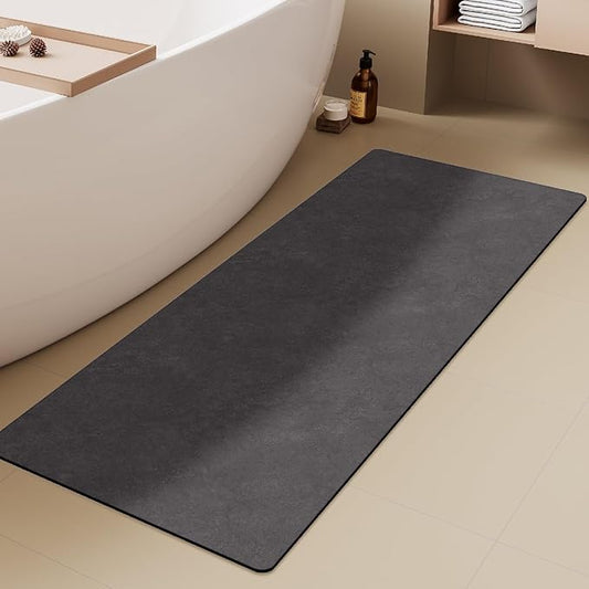 Bath Mat, Bathroom Rugs Non Slip Washable Thin Absorbent Quick Dry Bath Mat Fits Under Door Bathroom Floor Mat Perfect for Bath, Shower, or Sink 24"x70" Dark Grey
