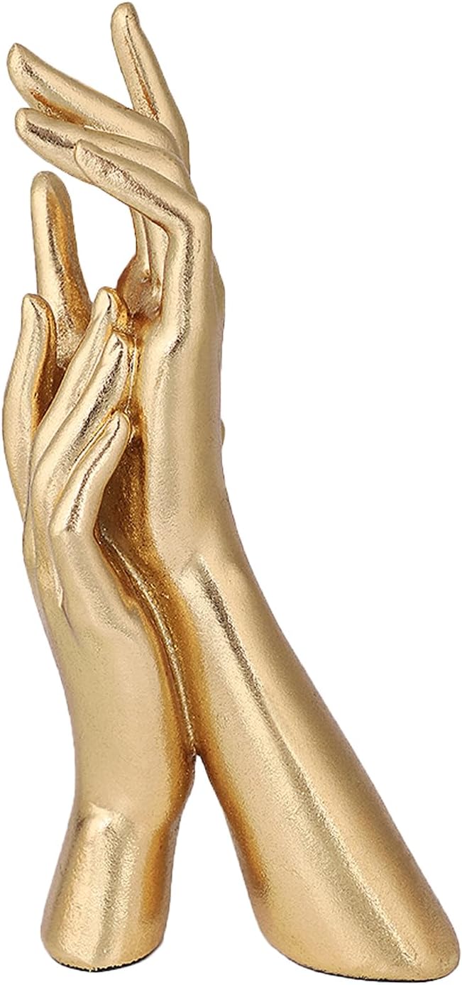 Golden Hands Sculpture Elegant Resin Home Decor Hands Statues Versatile Love Ornament,Perfect for Bedroom, Office Desktop, Cabinets,Wedding (Golden Hands)