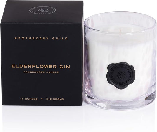 Zodax Apothecary Guild Scented Opal Glass Jar Candle in Gift Box- 11 oz - Elderflower Gin