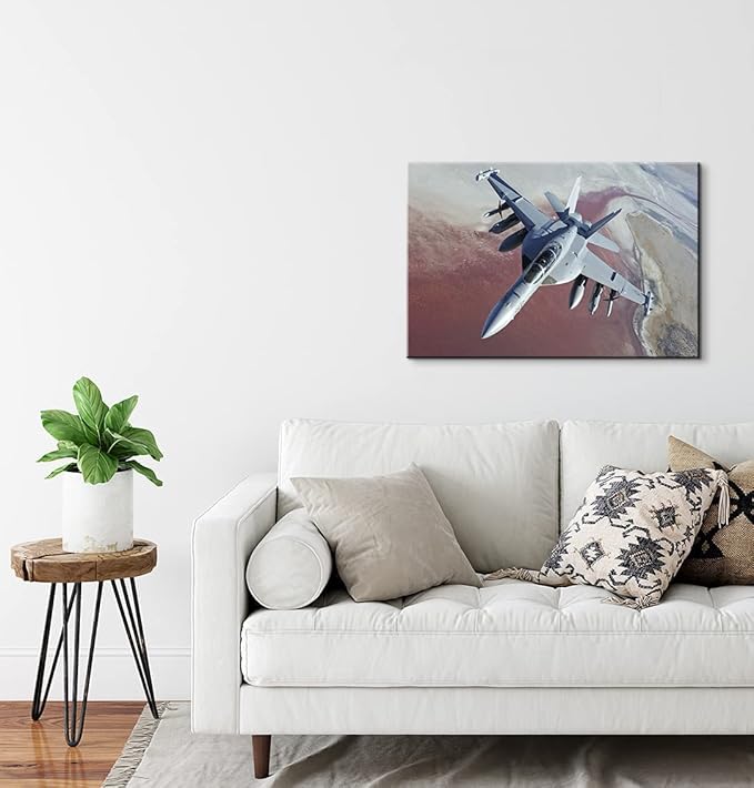 Aviation Decor Boeing EA-18G Growler Jet Poster Plane Wall Art Aviation Pictures Airplane Wall Decor Airplane Decor for Boys Room Military Art for Boys Room Bedroom Ready to Hang (12''Hx18''W)