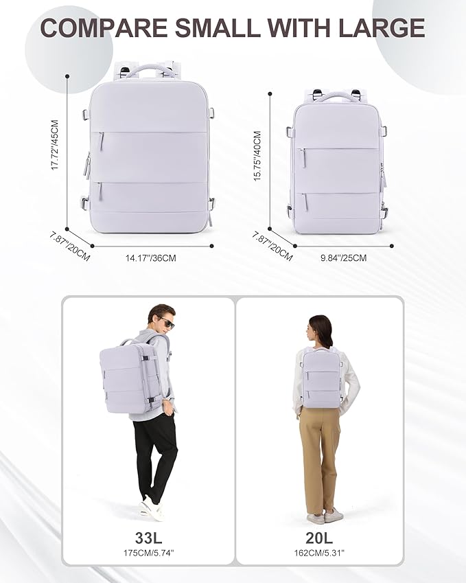 coowoz Large Travel Backpack Carry On for Women Man Gym Backpack with Laptop Compartment Mochila de Viaje Teacher Personal Item Backpacks Rucksack Airplane Accessories Must Haves Purple