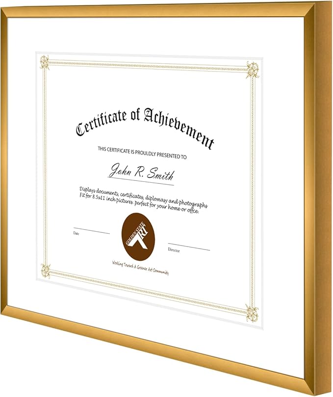 Golden State Art 14x11 Picture Frame 3 Pack - Aluminum Frames with 8.5x11 Removable Mats & Real Glass, Display 11x14 Photos or 8.5x11 Certificates - Bronze Gallery Wall Frames for Home Office Decor