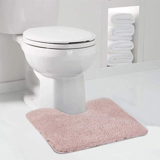 Walensee Contour Rug (20x24, Dusty Pink) Non Slip Bath Mat for Bathroom - Water Absorbent Soft Microfiber Shaggy Mat - Machine Washable U Shape Toilet Rug