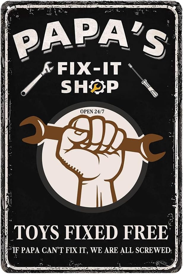 Funny Garage Signs Papa Gift Man Cave Gifts For Men Metal Tin Sign Garage Decor Man cave Decorations 8x12 Inch