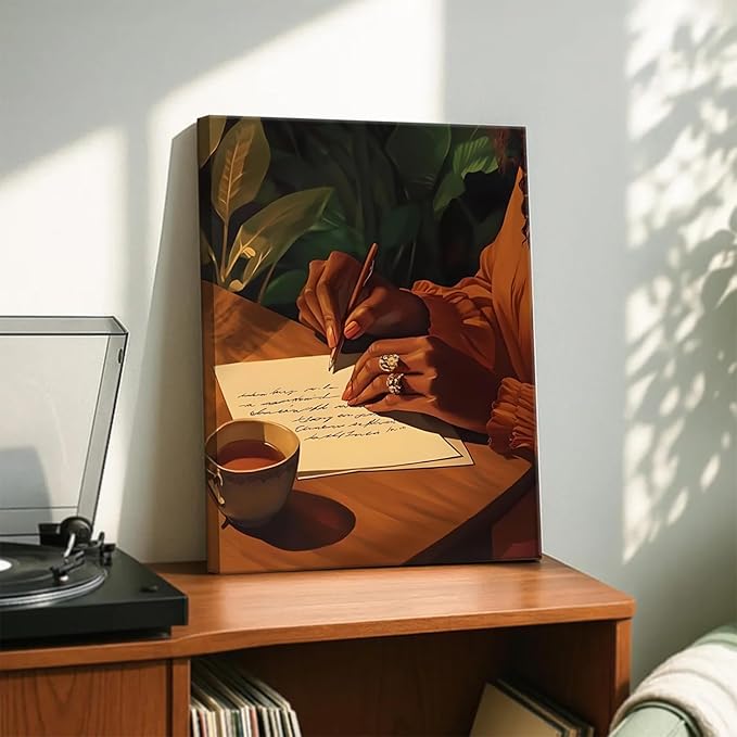 Black Woman Wall Art Set of 3 Fashion Black Girl Wall Decor, Trendy African American Women Music Poster Song Lover Canvas Prints Artwork for Bedroom Living Room 12x16 inch Framed