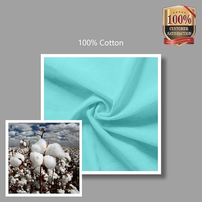 TOPDesign 12-Pack Economical 16"x15" Aqua Blue Cotton Tote Bags, Lightweight Medium Reusable Grocery Shopping Cloth Bags, Suitable for DIY, Advertising, Promotion, Gift, Activity