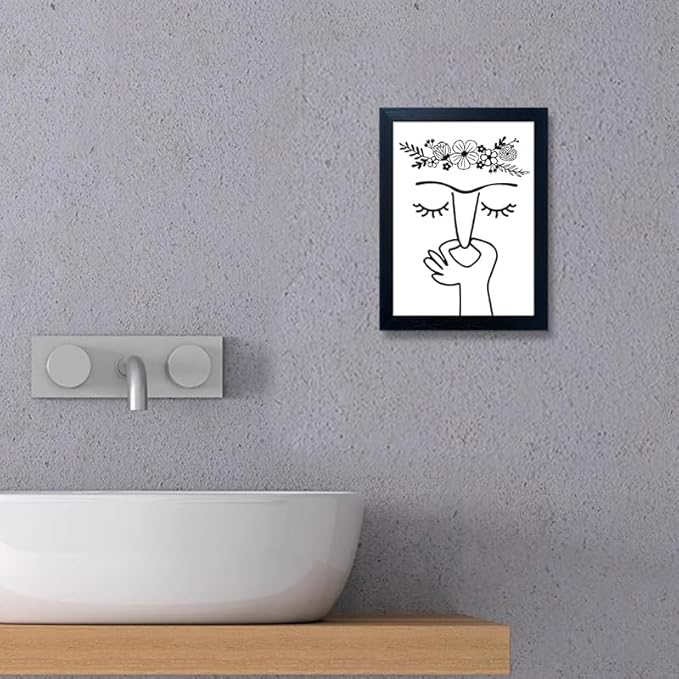 Bathroom Wall Art Funny Bathroom Wall Decor Humorous Guest Toilet Art Decor Modern Minimalistic Black and White Canvas Print Artwork