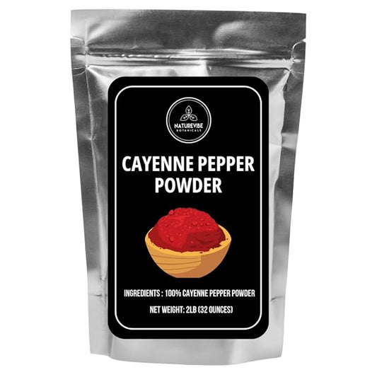 Naturevibe Botanicals Cayenne Pepper Powder – 2lb Bulk | 100% Pure & Non-GMO | Hot & Spicy Seasoning for Cooking, Sauces & Rubs