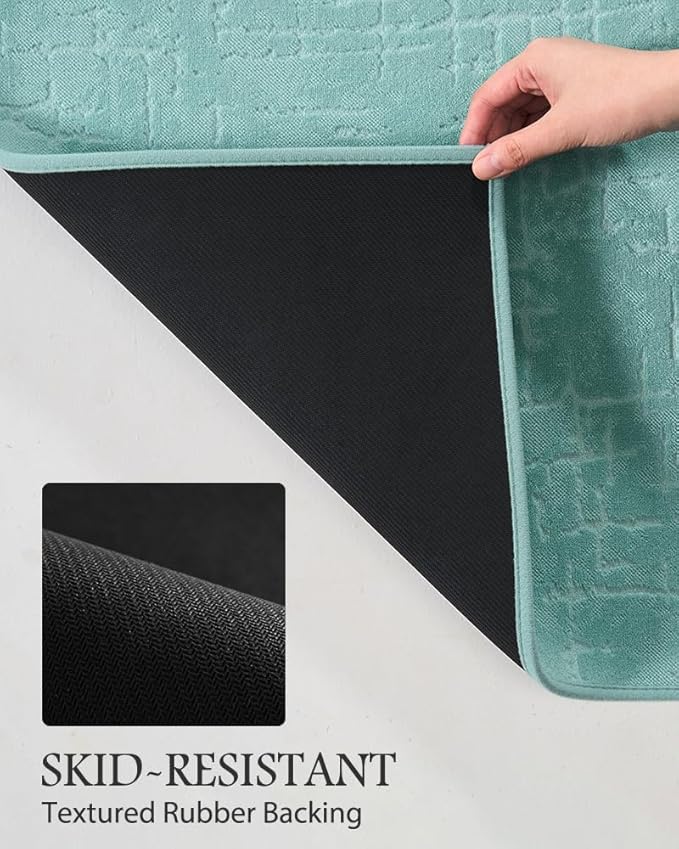 AMOAMI-Bath Mat-Absorbent Quick Dry Bathroom Floor Mats-Washable Rubber Backing Bath Mats for Bathroom Rugs Fit Under Door-Bath Rug for in Front of Sink Bathtub Shower Room, Lake 17''x59''