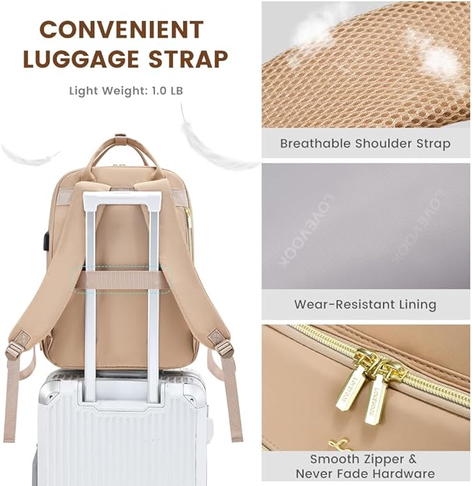 LOVEVOOK Laptop Backpack for Women, Water Resistant Travel Work Backpacks Purse Business Teacher Nurse Computer Bag