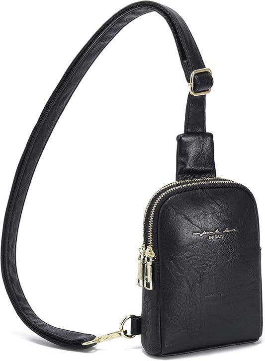 INICAT Travel Small Sling Bag Leather Crossbody Bags for Women Fanny Packs Cross Body Bag for Woman Cross Body Purses