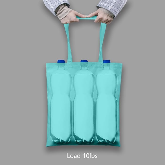 TOPDesign 6-Pack Economical 16"x15" Aqua Blue Cotton Tote Bags, Lightweight Medium Reusable Grocery Shopping Cloth Bags, Suitable for DIY, Advertising, Promotion, Gift, Activity