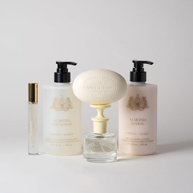 Caswell-Massey Natural Bar Soap Gift Set - Almond Scent - Triple-Milled Moisturizing Body Soap Bars for Men & Women, Plant-Based Formula for Soft Skin, Made in USA, 3 x 5.8 oz