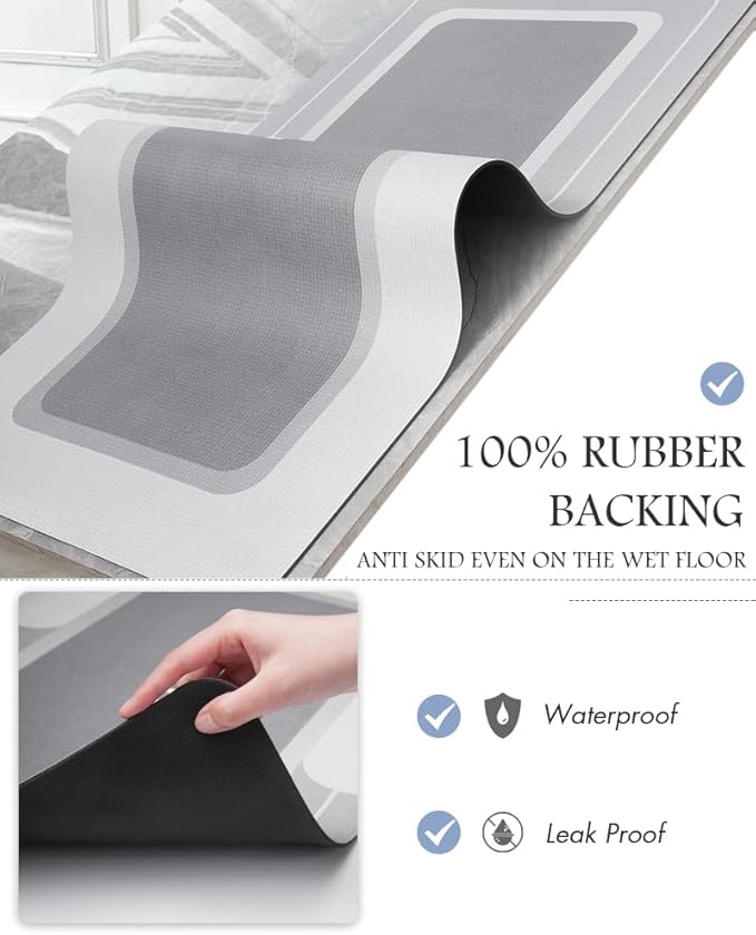 MontVoo Bath Mat - Bathroom Mat Rug Non Slip Super Absorbent Stain Resistant Quick Dry Thin Bathroom Rug - 24"x35" Gray