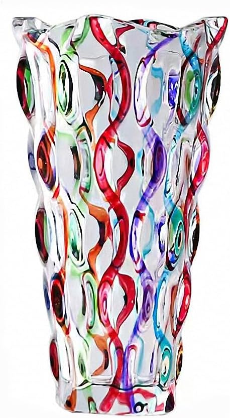 Hand Painted Colorful Vase 11" Tall,Flower Vase Decor for Home Dining Table Living Room,Office Wedding Holiday Party,Handmade Decorative Flower Vase (Colorful)