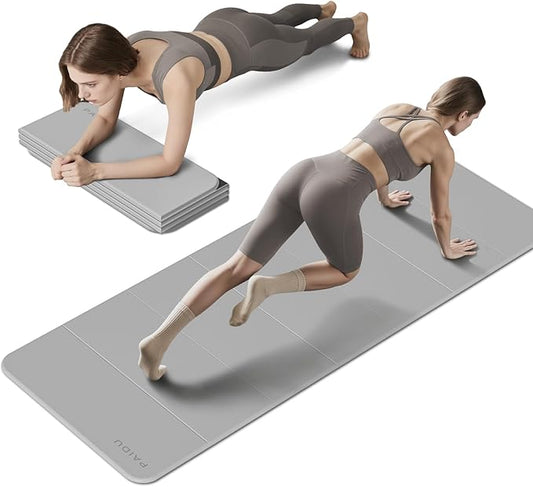 Foldable Fitness Yoga Mat | 2/5" (10MM) Extra Thick | SGS Certified Non-Slip TPE | 75x26" Extra Long-Wide | Portable & Easy Store | for Yoga, Pilates, Home Gym & Full-Body Workouts