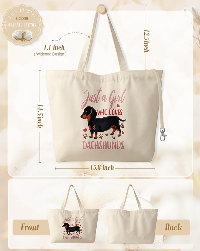 Large Tote Bag for Women - Aesthetic Cute Big Canvas Bags with Zipper Cotton Shoulder Bag for Gym, Travel, Work